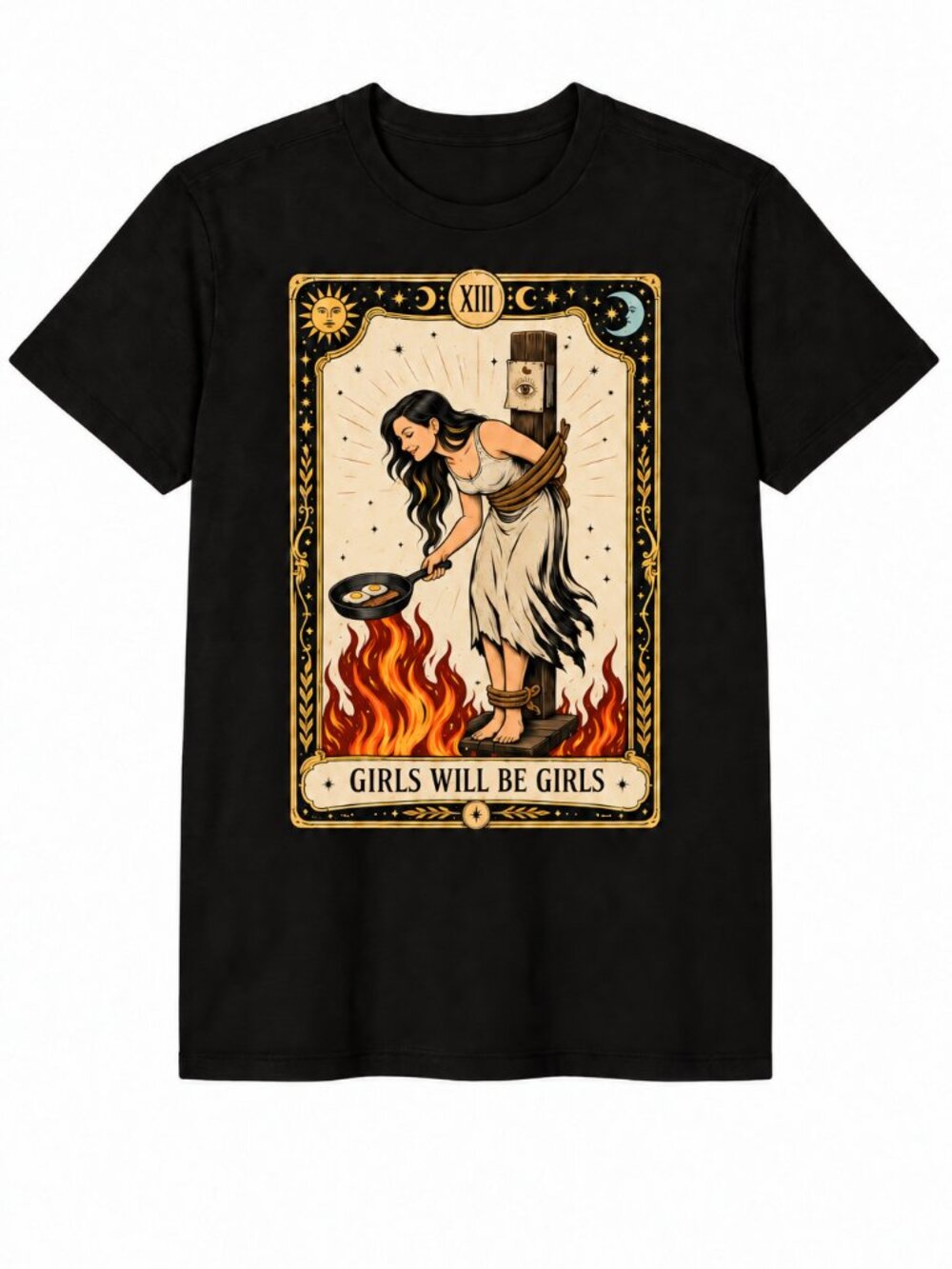 Girls Will Be Girls Cooking Witch Funny Tarot Card T-Shirt